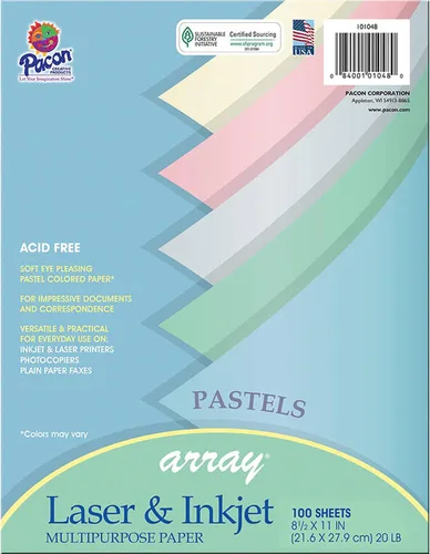 Vista 2 de Pacon® Matriz de papel multiusos pastel, 8-1/2 x 11 pulgadas, 100 hojas por paquete, 3 paquetes
