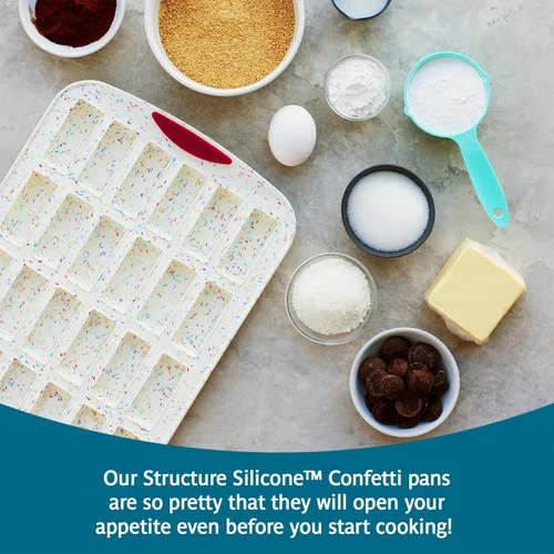 Vista 2 de Trudeau Molde Mini para Barra de 24 Ranuras – Premium Confetti Blanco de Silicona para Hornear con Borde Reforzado de Acero – Antiadherente, Sin
