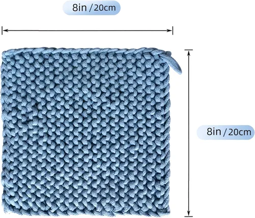 Vista 2 de Eiyye Thick Crocheted Pot Holders Handmade Hot Pads Crocheted Trivets for Kitchen hot Dishes(2-Pack Blue)