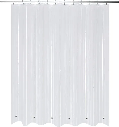 Vista 10 de Mrs Awesome - Forro de cortina de ducha azul marino con 3 imanes, cortina de ducha premium flexible y resistente de plástico para baño, ligera