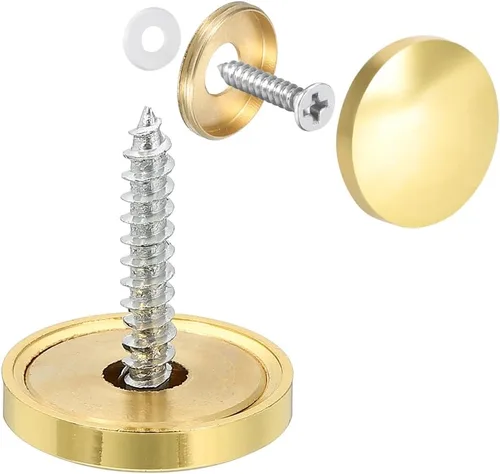 Vista 11 de uxcell Tornillos de espejo tapas decorativas cubierta clavos oro pulido 0.394 in 8pcs