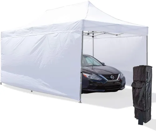 Vispronet Tienda de campaña de acero blanco de 10 x 20 pulgadas con 2 paredes completas de 10 x 20 pulgadas, 1 pared completa de 10 x 10 pulgadas,