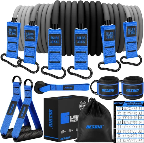 Vista 14 de Heavy Resistance Bands for Working Out, 300lbs/360lb/420lb Exercise Bands Workout Bands with Handles, Door Anchor, Ankle Straps, Home Gym Workout