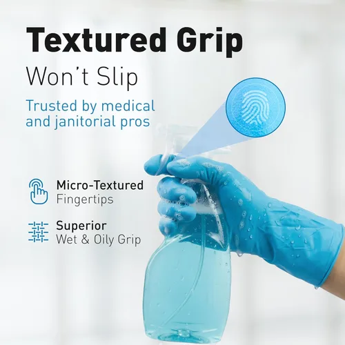 Vista 5 de Raxwell Nitrile Disposable Gloves - Waterproof Textured Grip - Heavy-Duty Cleaning Rubber Gloves - Elbow-Length