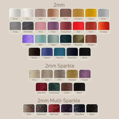 Vista 3 de Sensy Premium 2mm 229.5 metros de cuerda de poliéster 100% cordón de polipropileno Cordón de macramé 2mm Cordón para bolso de crochet Hilo