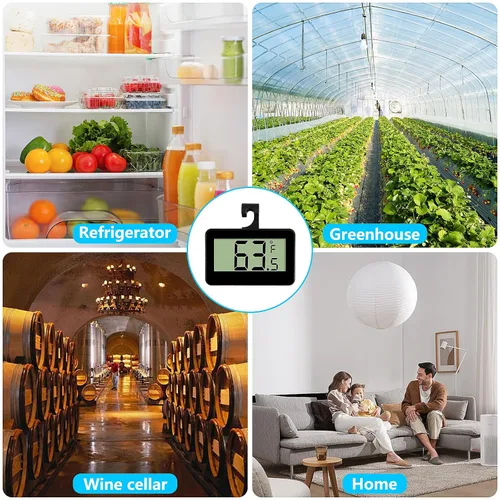 Vista 6 de Paquete de 4 termos digitales impermeables para refrigerador, termómetro digital para congelador, pantalla LCD grande con gancho para cocina, hogar