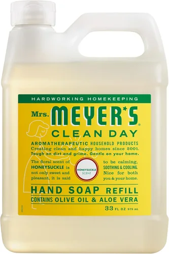 Mrs. Meyer's Clean Day - Recambio de jabón líquido para manos, madreselva, 33 onzas