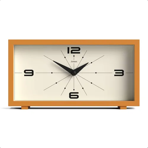 Vista 9 de JONES CLOCKS® Reloj de Escritorio Odeon Diseño Rectangular Moderno Negro Aspecto Retro Elegante para Estante, Mesa, Repisa de Chimenea