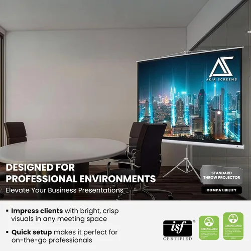 Vista 6 de Akia Screens Pantalla de proyector de 100 pulgadas con soporte, 4:3 HD, pantalla portátil de trípode, 1.1 ganancia, sin arrugas