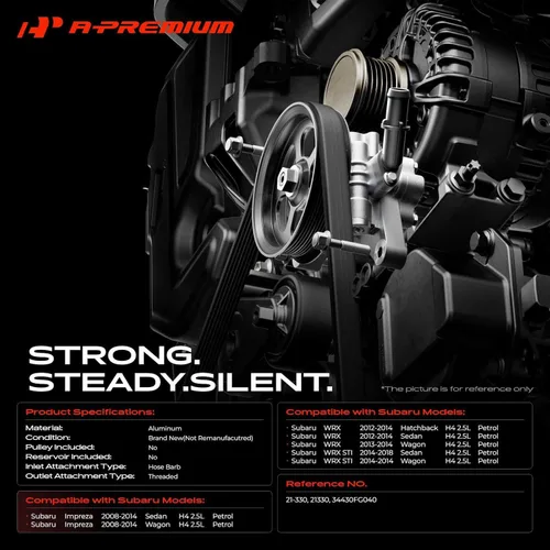 Vista 2 de A-Premium Bomba de dirección asistida compatible con Subaru Impreza 2008-2014, WRX 2013-2016, WRX STI 2013-2021, repuesto # 34430FG040