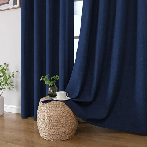 Vista 70 de CUCRAF Juego de 2 paneles de cortinas 100% opacas de 54 pulgadas de largo, cortinas texturizadas de lino para oscurecer la habitación, con ojales