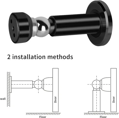 Vista 6 de Tope de puerta magnético de altura ajustable, tope magnético resistente, soporte de puerta de acero inoxidable 304 con montaje en pared y piso