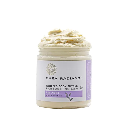 Vista 14 de Shea Radiance P.U.R.E. Manteca de karité batida con avena coloidal, mantequilla corporal batida mezclada con avena calmante para la piel y aceite