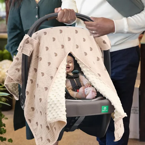 Vista 7 de Funda y toldo 2 en 1 para asiento de automóvil para bebé, funda de lactancia para mamá, escudo de fácil instalación, multiusos para calidez en Marrón