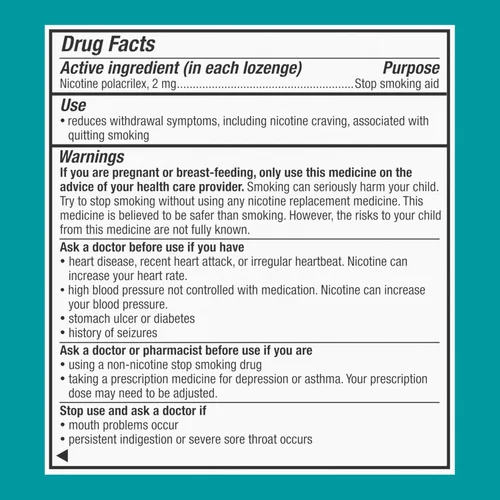 Vista 7 de Nicorette 2 mg Coated Nicotine Lozenges to Help Stop Smoking - Ice Mint Flavored Stop Smoking Aid, 20 Count Lozenge