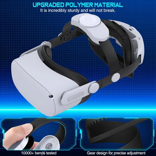 Vista 5 de Comfort Head Strap for Oculus Quest 2 VR Headset - Replaces Elite Strap, Soft PU Surface, Adjustable, Enhanced Support and Comfort (No Battery)
