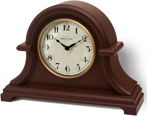 Vista 9 de Presentime & Co. Reloj de Chimenea Vintage Serie Granja, Estilo Napoleón para Escritorio y Estantería, 33 x 25 cm, Lente Dorada, Movimiento