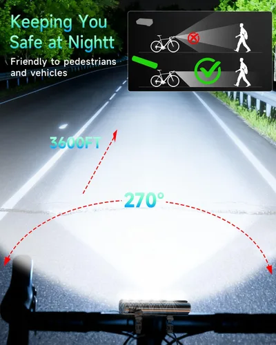 Vista 3 de 2026 Upgrade 12000 Lumen Bike Light,Super Bright LED Headlight,10+Modes,8000 mAh in/Out Put Rechargeable Bicycle Light,Runtime 72+hr, Aluminum