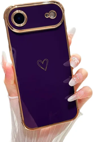 Vista 68 de ZTOFERA Funda diseñada para iPhone Air de 6.5 pulgadas, bonito borde chapado con patrón de corazones de amor con protección para lente de cámara