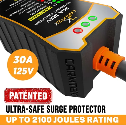 Vista 2 de CARMTEK Protector contra sobretensiones RV de 30 amperios, analizador de circuitos RV con protección inteligente integrada de sobretensión de 30