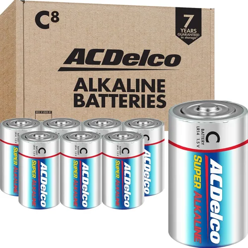 ACDelco Paquete de 8 Pilas C, Batería Súper Alcalina de Máxima Potencia para el Hogar y la Oficina, 7 Años de Vida Útil, Embalaje Resellable