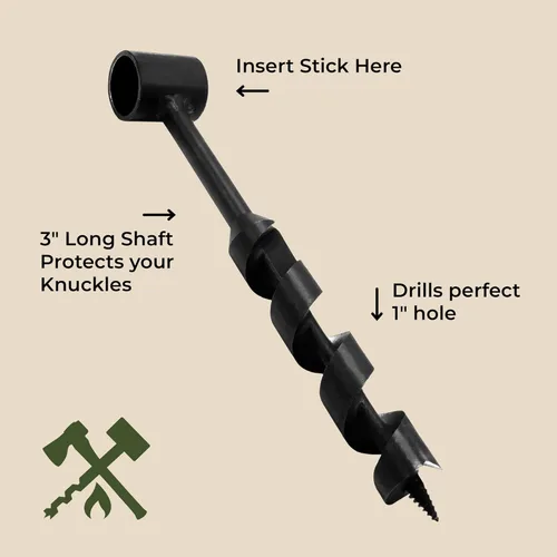 Vista 3 de Barrena de Ojo Escocés de 1 Pulgada Broca Manual de Barrena para Madera para Acampar y Construcción de Refugios Herramientas de Acero Resistente