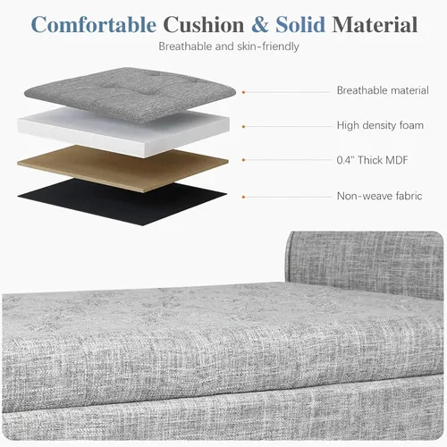 Vista 58 de Babion Banco otomano de almacenamiento con brazos, banco de extremo de cama para dormitorio, banco de almacenamiento con botones para entrada, sala