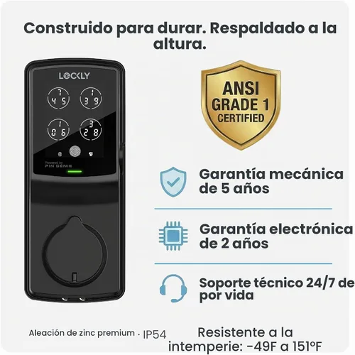 Vista 8 de Lockly Secure Plus, cerradura de puerta de entrada sin llave, cerraduras inteligentes para puerta delantera, cerrojo de bloqueo inteligente, teclado