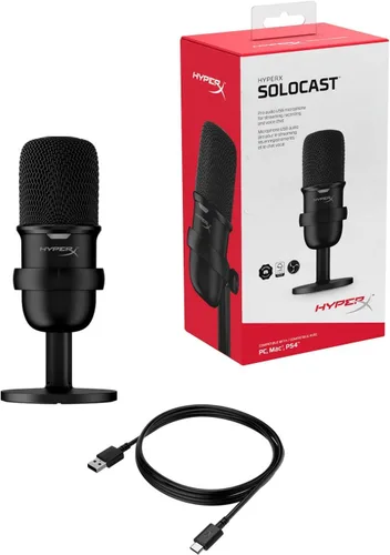 Vista 8 de HyperX SoloCast - Micrófono de condensador USB, tarjeta con sensor de toque para silenciar, podcasts de transmisión de juegos, Twitch YouTube