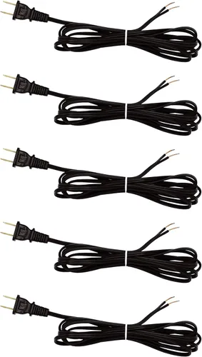 Vista 7 de Creative Hobbies Cable de lámpara negro, 8 pies de largo, SPT-1, calibre 18, cable de alimentación con certificación UL para reparación o reemplazo