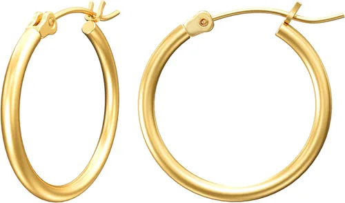 Vista 40 de Aretes de aro de oro para mujer chapados en oro real de 14 quilates con poste de plata de ley 925 Dorado