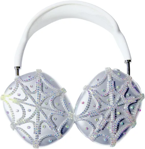 Vista 7 de Funda con arañas de strass para AirPods Max, funda de auriculares con purpurina negra para Apple Airpods Max, lindas cubiertas de Airpod Pro Max