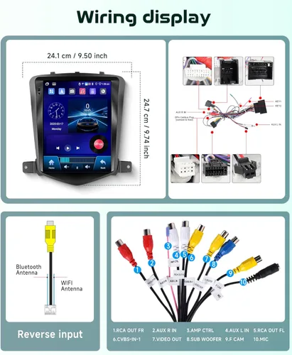 Vista 7 de Radio estéreo de coche 4G+64G para Chevrolet Cruze 2009-2015 con CarPlay Android Auto, Tesla estilo 9.7 pulgadas IPS pantalla táctil Android 13
