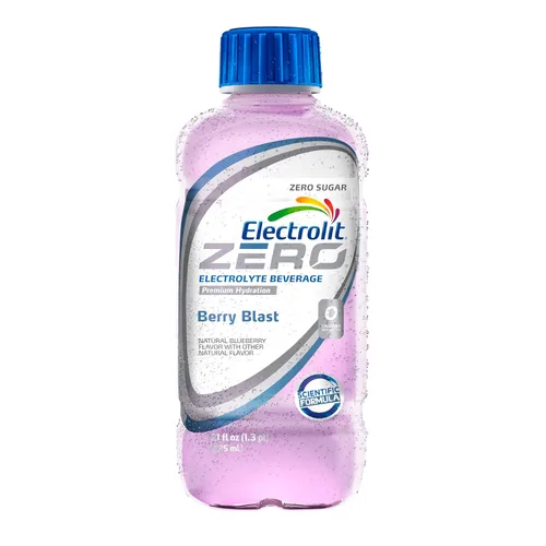 Electrolit Bebida de hidratación y recuperación de electrolitos, 21 onzas, ZERO Berry Blast, paquete de 12