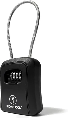 Vista 13 de Iron Lock Caja de bloqueo de llave portátil con grillete de cable y montaje en pared, caja de metal resistente al agua para llaves con código
