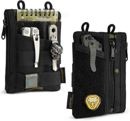 VIPERADE VE18 EDC Bolsa, Organizador de Bolsillo para Hombres, Organizador de Bolsillo EDC, 3 Ranuras con 2 Bolsillos con Cremallera, Bolsa