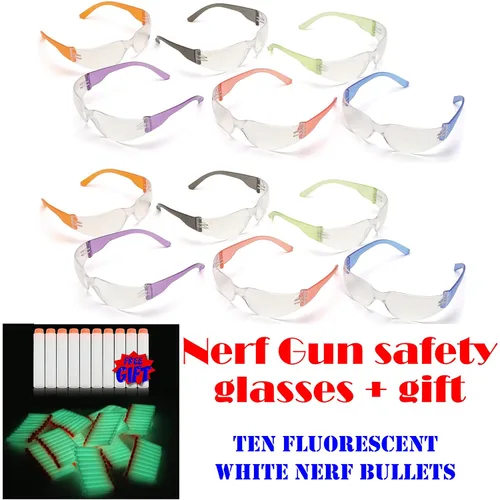 Vista 2 de 12pak - Gafas de seguridad para fiesta de niños Nerf Gun - Lente transparente con marcos multicolor