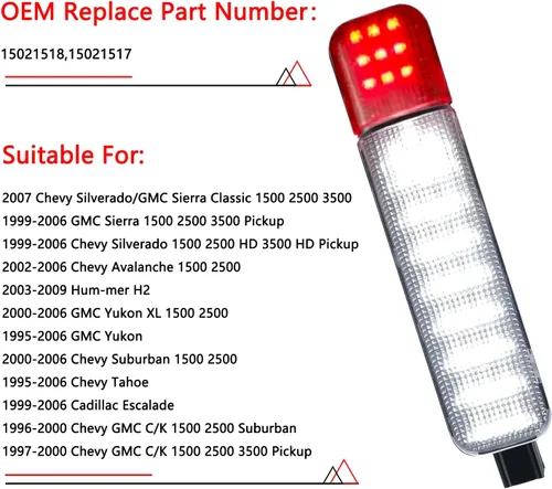 Vista 2 de 4 luces LED para panel de puertas interiores compatibles con Chevy Silverado GMC C/K, Sierra 1500 2500 3500, Suburban, Avalanche, Hum-mer H2 Yukon