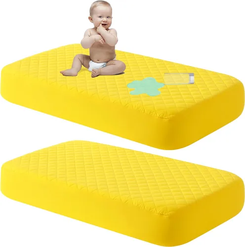Vista 11 de NTBAY Paquete de 2 Protectores de Colchón de Cuna Impermeables, Sábana Bajera Acolchada de 28"x52" para Niños Pequeños - Lavable a Máquina - Funda