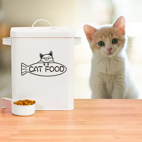 Vista 7 de Vumdua Contenedor de almacenamiento de alimentos para perros y gatos, recipientes de alimentos para mascotas de granja con tapa y cuchara