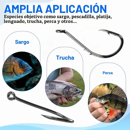Vista 9 de Octopus Baitholder Fishing Hooks Sharp Barbed Beak Fish Hooks Circle Hook High Carbon Steel Extra Sharp Closed Eye J Hook Size: 8# - 6/0#