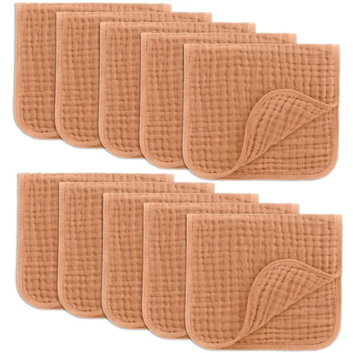 Vista 31 de Comfy Cubs - Juego de paños de muselina para eructos de 20 x 10 pulgadas, paquete de 10, tamaño grande, 6 capas, 100% algodón, absorbentes, seguros
