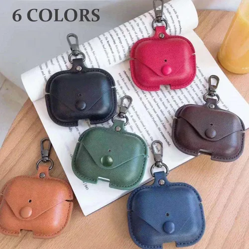Vista 8 de Funda de cuero genuino compatible con AirPods Pro de 2ª/1ª generación (2023/2022/2019), funda protectora VOMA para Apple AirPods Pro 2/Pro, funda