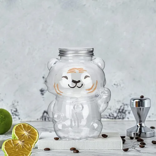 Vista 7 de Hemoton Botellas de plástico vacías para jugo con tapa, diseño de 6 piezas, contenedor de bebidas, contenedor de bebidas de cartón de leche