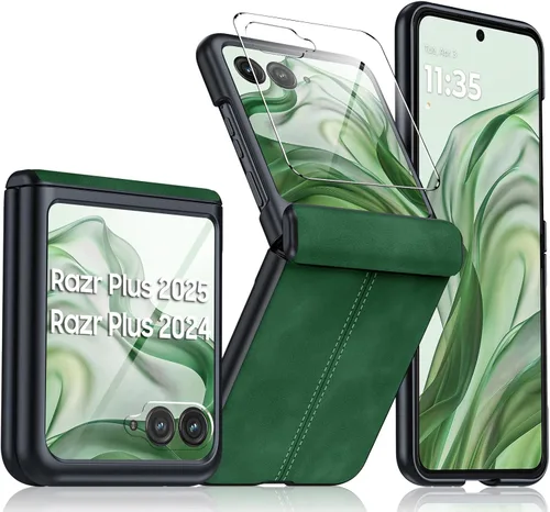 Vista 13 de para Samsung Galaxy Z Flip 7 Funda con protección de bisagras y protector de pantalla incorporado, funda de cuero mate de policarbonato ultradelgada