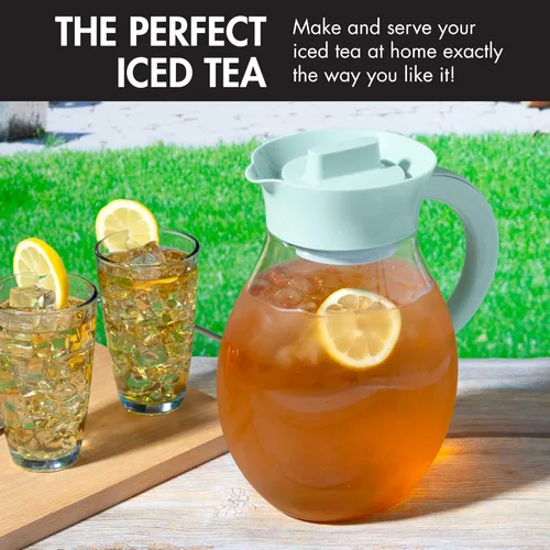 Vista 2 de Primula - Jarra grande para preparar té helado con infusor, jarra de plástico para bebidas con tapa hermética a prueba de fugas, filtro reutilizable