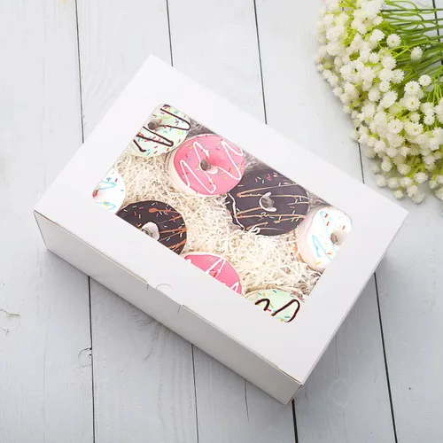 Vista 5 de Juego de 10 cajas para cupcakes con insertos y soporte para ventana, 6 cupcakes, recipientes para pastelería, caja de pastelería para donas