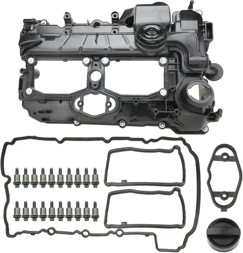 MITZONE N20 Engine Valve Cover with Gasket Bolts Oil Cap for BMW 2012-2018 528i 528i xDrive 328i 328i GT xDrive 320i 428i X1 X3 X4 X5 Z4 2.0L Negro