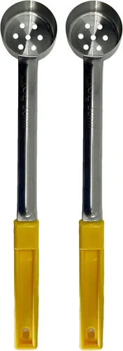 Cuchara de servir de acero inoxidable para control de porciones, paquete de 2 (1 onza, perforada)