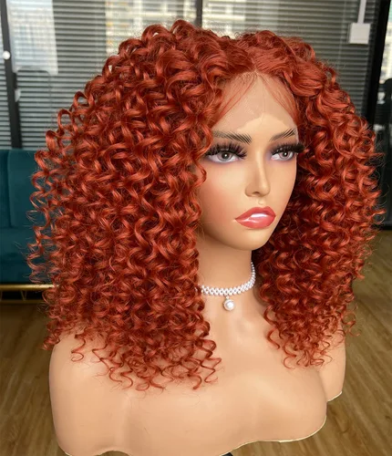 Vista 4 de Pelucas rizadas con encaje frontal para mujeres negras, peluca de encaje frontal corta y rizada prearrancada con abuelitos, aspecto natural, afro